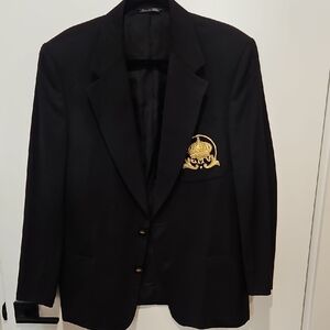 Men's Gian Marco Venturi Black Blazer with Gold Emblem